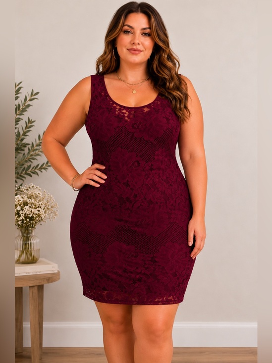 le chateau Dresses & Skirts - le chateau Burgundy Floral Lace Mini Dress
